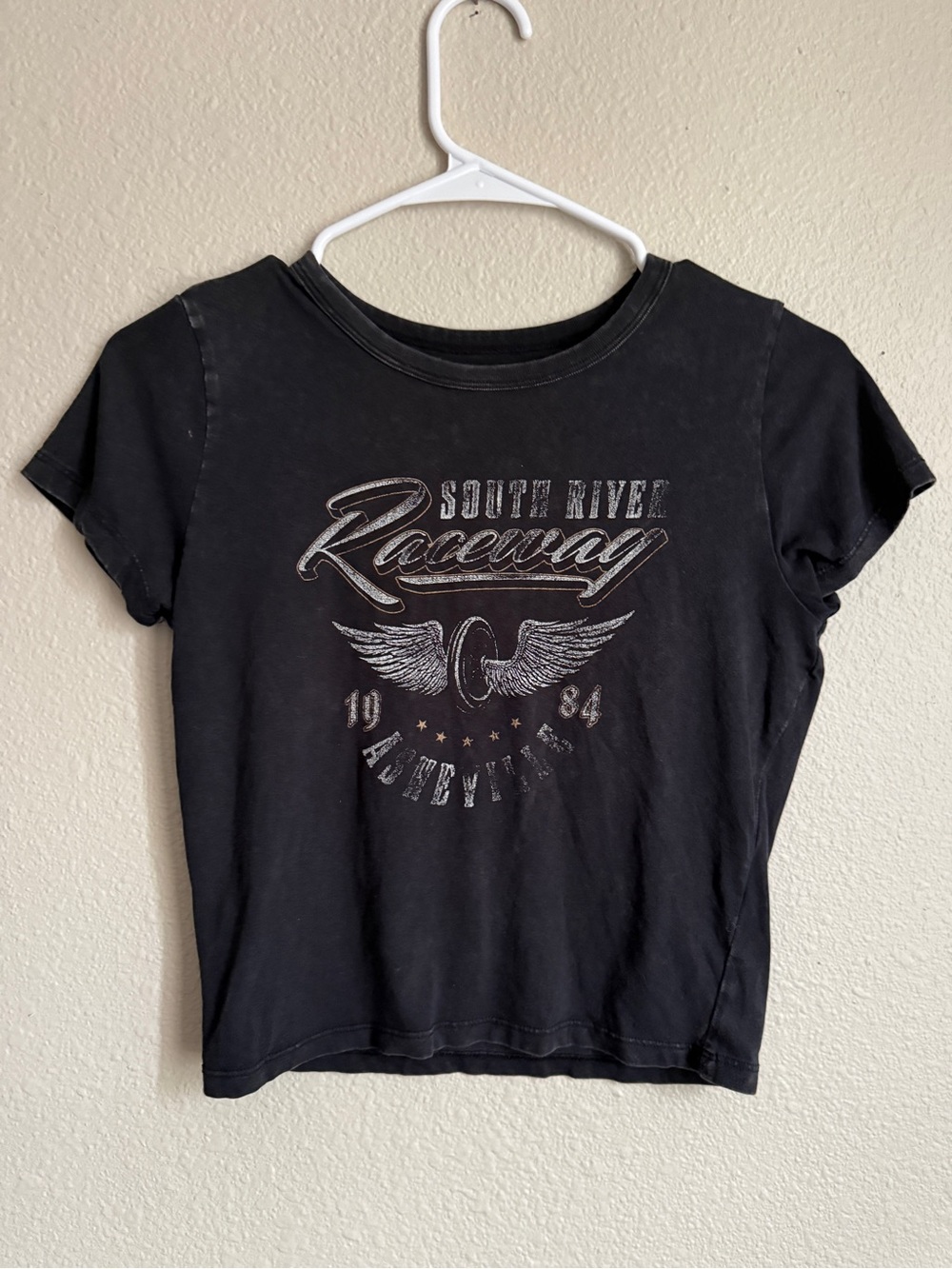 Hollister Black Graphic Raceway Short Sleeve Tee